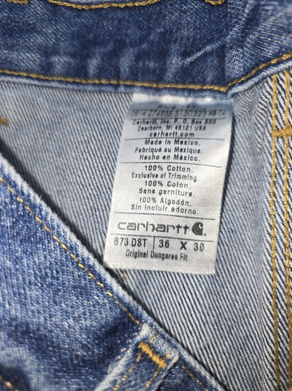 Carhartt Blue Double Knee Carpenter Jeans Size 36 × 30